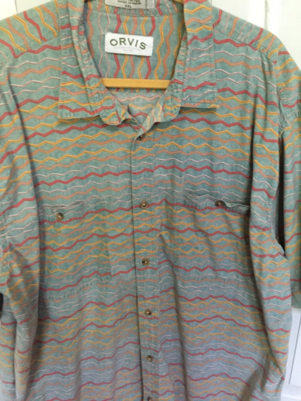 Orvis Multicolor Wave-Pattern Casual Button-Down Shirt - Picture 4 of 16